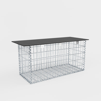 Havebænk spiralgabion 105 x 50 x 40 cm - MW 5 x 10 cm, med genbrugsbetræk i antracit