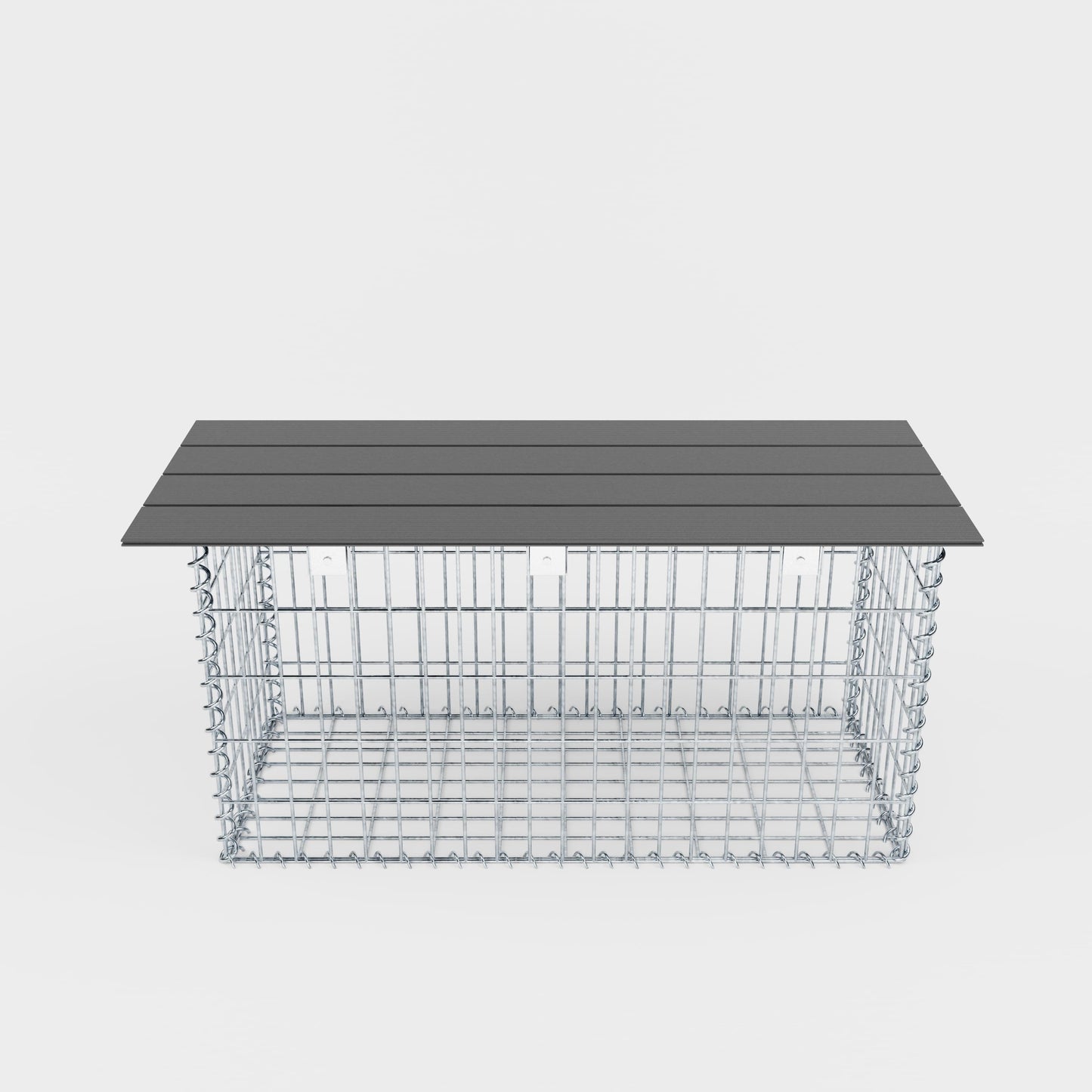 Havebænk spiralgabion 105 x 50 x 40 cm - MW 5 x 10 cm, med genbrugsbetræk i antracit