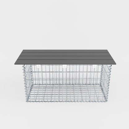 Havebænk spiralgabion 105 x 50 x 40 cm - MW 5 x 10 cm, med genbrugsbetræk i antracit