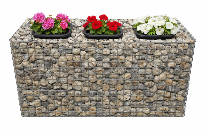 Flower column, set of 3, height 62 cm, base area 127 x 52 cm, MW 5 x 5 cm, hot-dip galvanized including pot