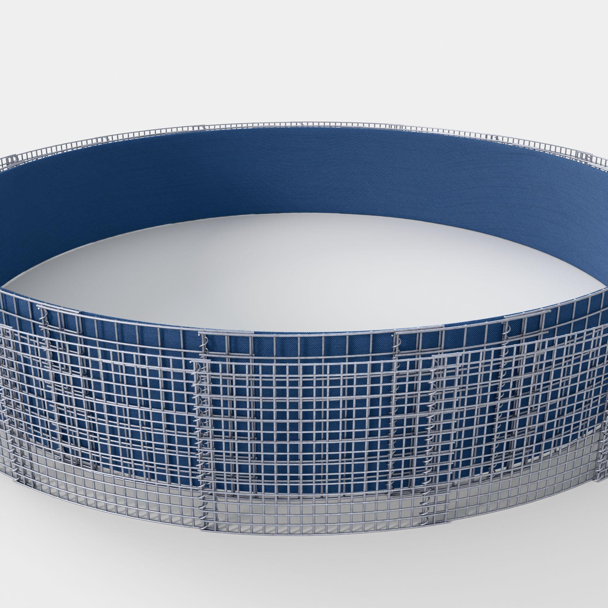 Rund højbed, udvendig diameter 502 cm, højde 50 cm, maskestørrelse 5 x 5 cm, vægtykkelse 15 cm