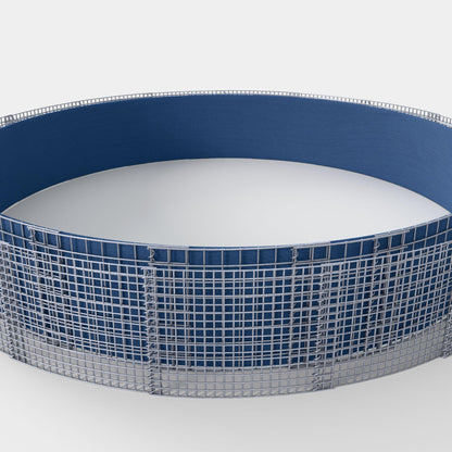 Lecho elevado redondo, diámetro exterior 502 cm, altura 50 cm, malla 5 x 5 cm, espesor de pared 15 cm