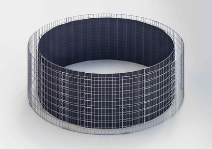 Rond verhoogd bed, buitendiameter 472 cm, hoogte 50 cm, maaswijdte 5 x 5 cm, wanddikte 15 cm