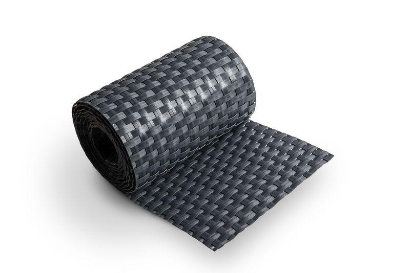 Polyrattan - Bande de protection visuelle en anthracite MW 5 x 10 cm - 420 cm de longueur