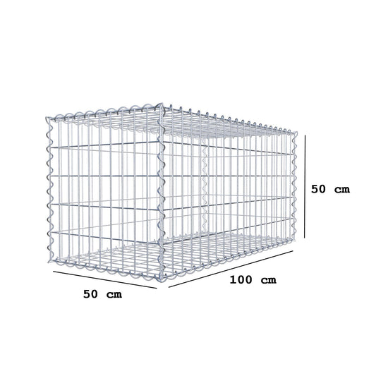 Set of 2 gabions 100 cm x 50 cm x 50 cm (L x H x D), mesh size 5 x 10 cm, spiral