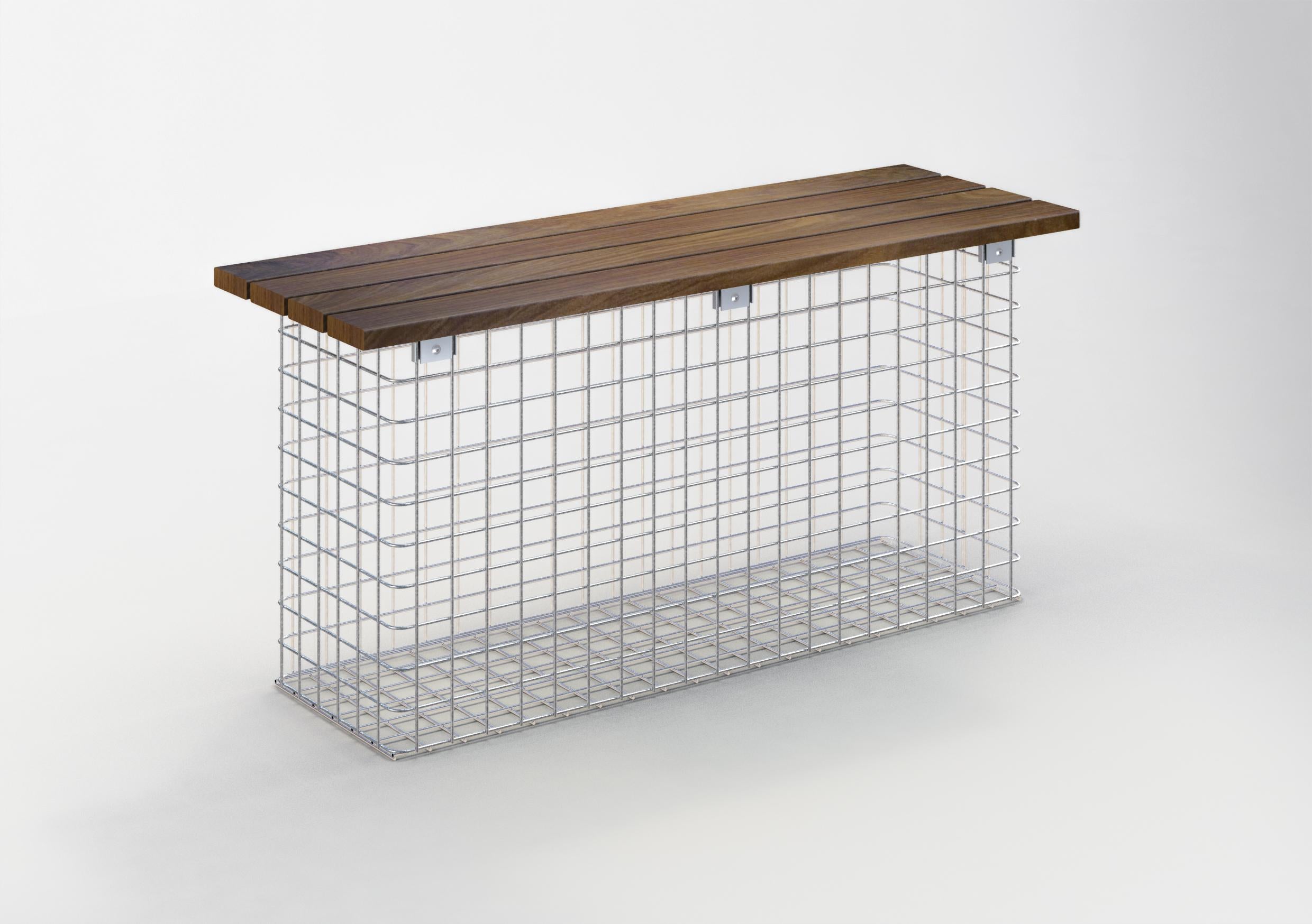 Banco de jardín Cumaru 102 x 45 x 52 cm, MW 5 x 5 cm, galvanizado en caliente