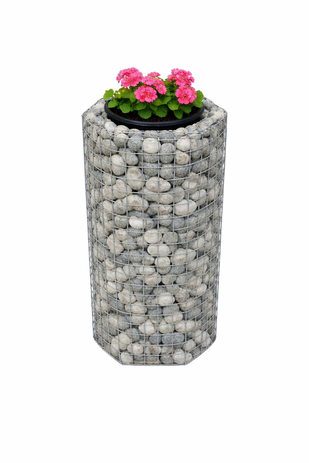 Colonne de fleurs octogonale hauteur 62 cm MW 5 x 5 cm, galvanisé à chaud, pot inclus