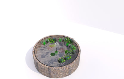 Schanskorven verhoogde vijver, rond, buitendiameter 262 cm, hoogte 80 cm, maaswijdte 5 x 5 cm, wanddikte 15 cm