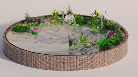 Gabionen Hochteich rund, Außendurchmesser 322 cm, Höhe 80 cm, Maschenweite 5 x 5 cm, Wandstärke 15 cm