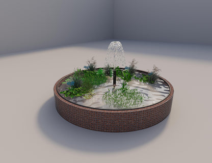 Estanque elevado de gaviones redondo, diámetro exterior 352 cm, altura 50 cm, luz de malla 5 x 5 cm, espesor de pared 15 cm