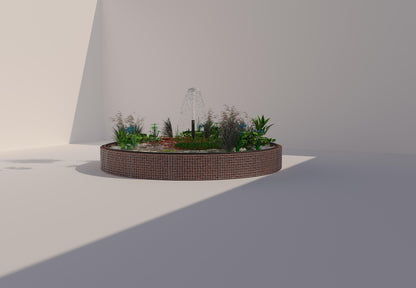 Laghetto rialzato in gabbioni, rotondo, diametro esterno 442 cm, altezza 50 cm, maglia 5 x 5 cm, spessore parete 15 cm