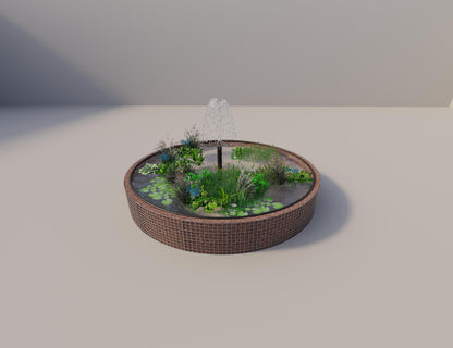 Estanque elevado de gaviones redondo, diámetro exterior 352 cm, altura 50 cm, luz de malla 5 x 5 cm, espesor de pared 15 cm