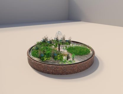 Laghetto rialzato in gabbioni, rotondo, diametro esterno 472 cm, altezza 50 cm, maglia 5 x 5 cm, spessore parete 15 cm