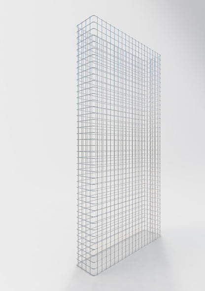 Comprimento da cerca de gabião 102 cm, altura 200 cm, profundidade 22 cm, tamanho da malha 5 x 5 cm