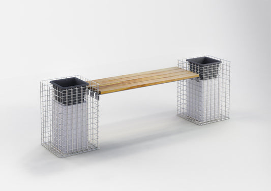 Banco de jardín 2 columnas para flores TEAK MW 5 x 5 cm, galvanizado en caliente