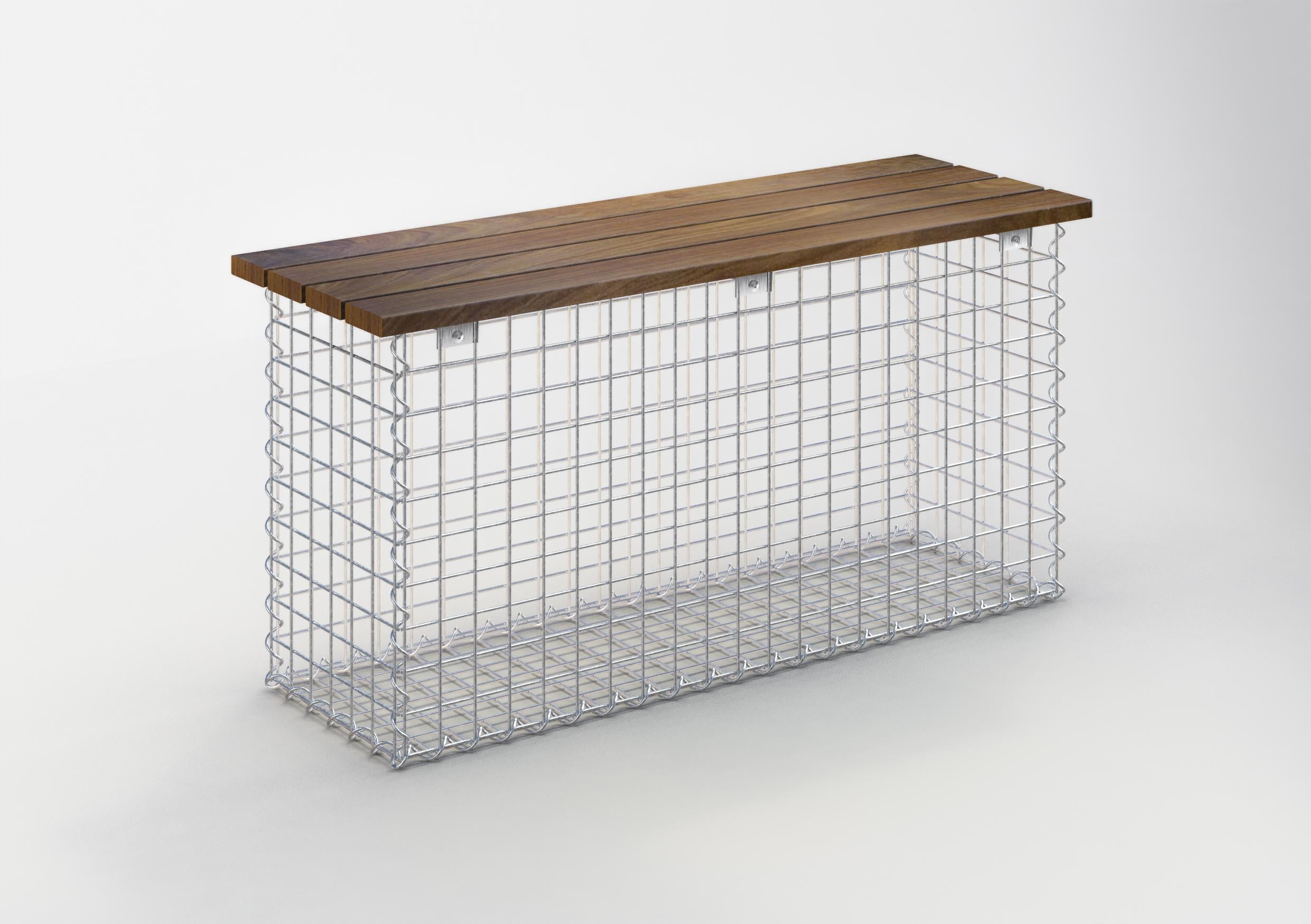 Garden bench spiral gabion 105 x 50 x 30 cm CUMARU MW 5 x 5 cm