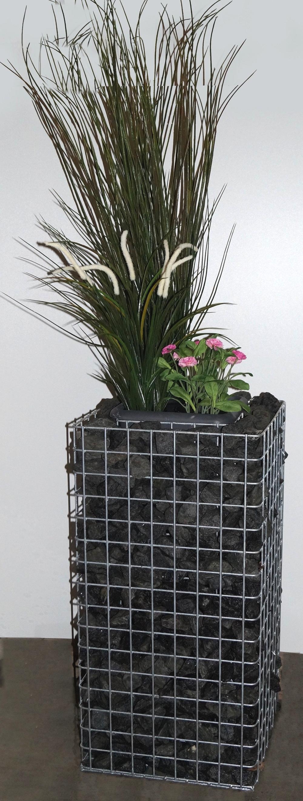 Flower column height 82 cm base area 42 x 42 cm MW 5 x 5 cm, hot-dip galvanized including pot