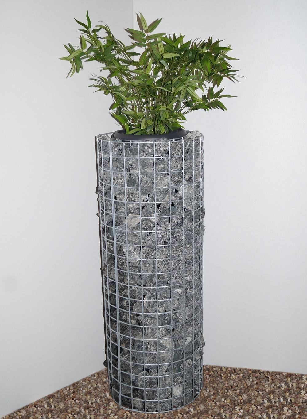 Blomstersøjlehøjde 102 cm rund, diameter 37 cm, MW 5 x 5 cm, varmgalvaniseret inkl. potte