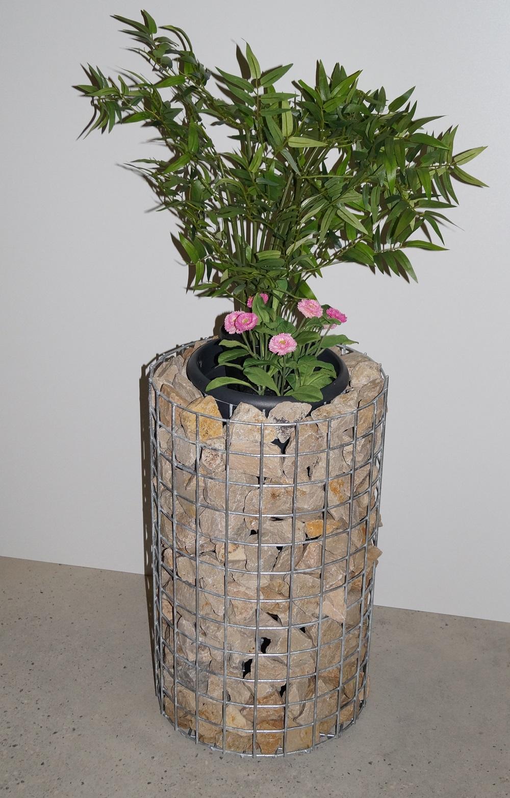 Colonne de fleurs hauteur 62 cm ronde, diamètre 37 cm, MW 5 x 5 cm, galvanisé à chaud, pot inclus