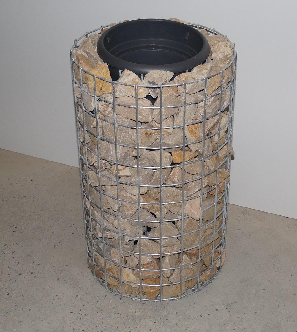 Colonne de fleurs hauteur 62 cm ronde, diamètre 37 cm, MW 5 x 5 cm, galvanisé à chaud, pot inclus