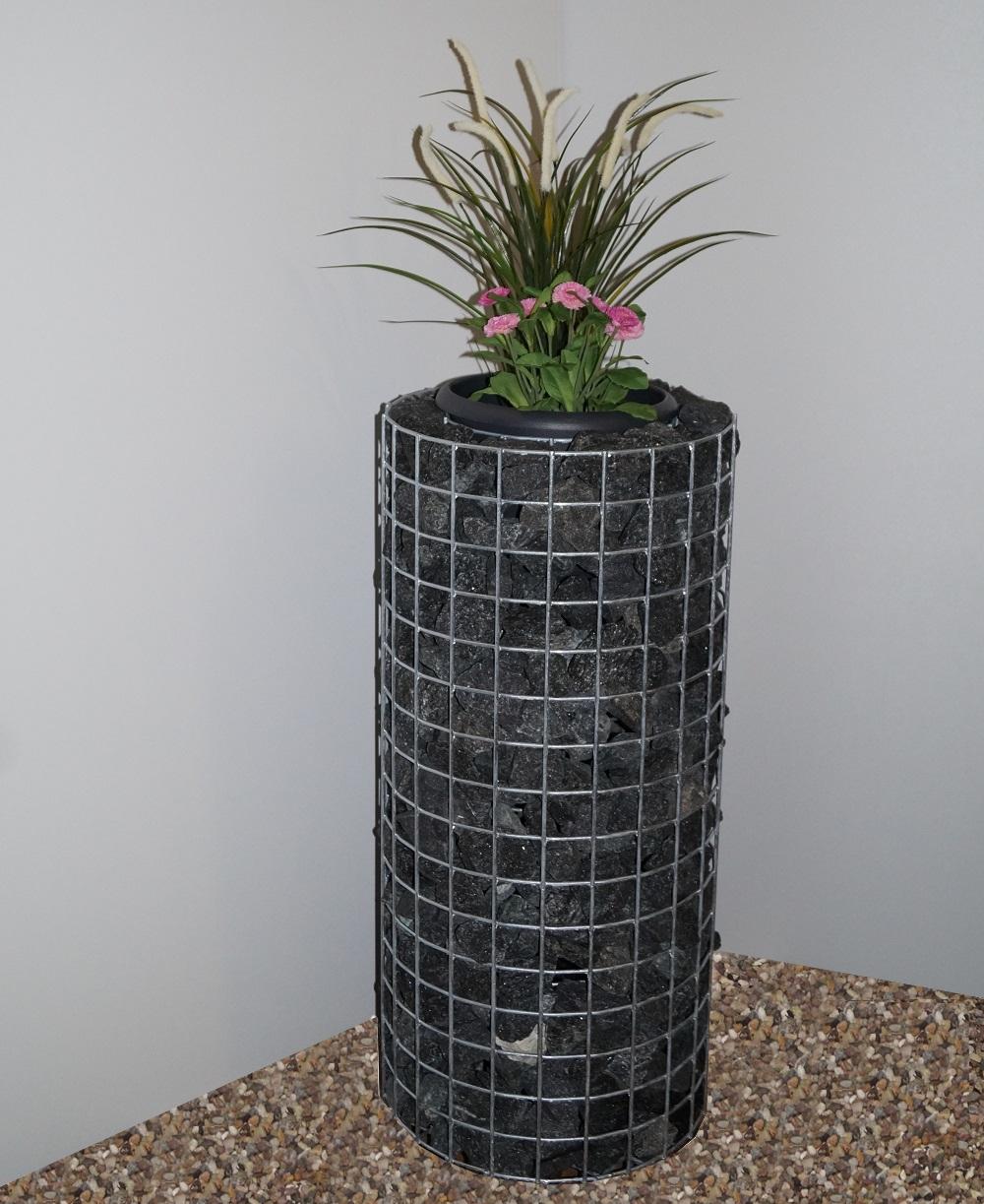 Flower column height 82 cm round, diameter 37 cm, MW 5 x 5 cm, hot-dip galvanized including pot