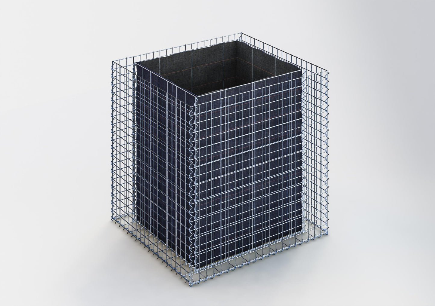 Canteiro quadrado elevado 100 cm x 100 cm x 90 cm (C x A x P), tamanho da malha 5 x 5 cm, espessura da parede 10 cm