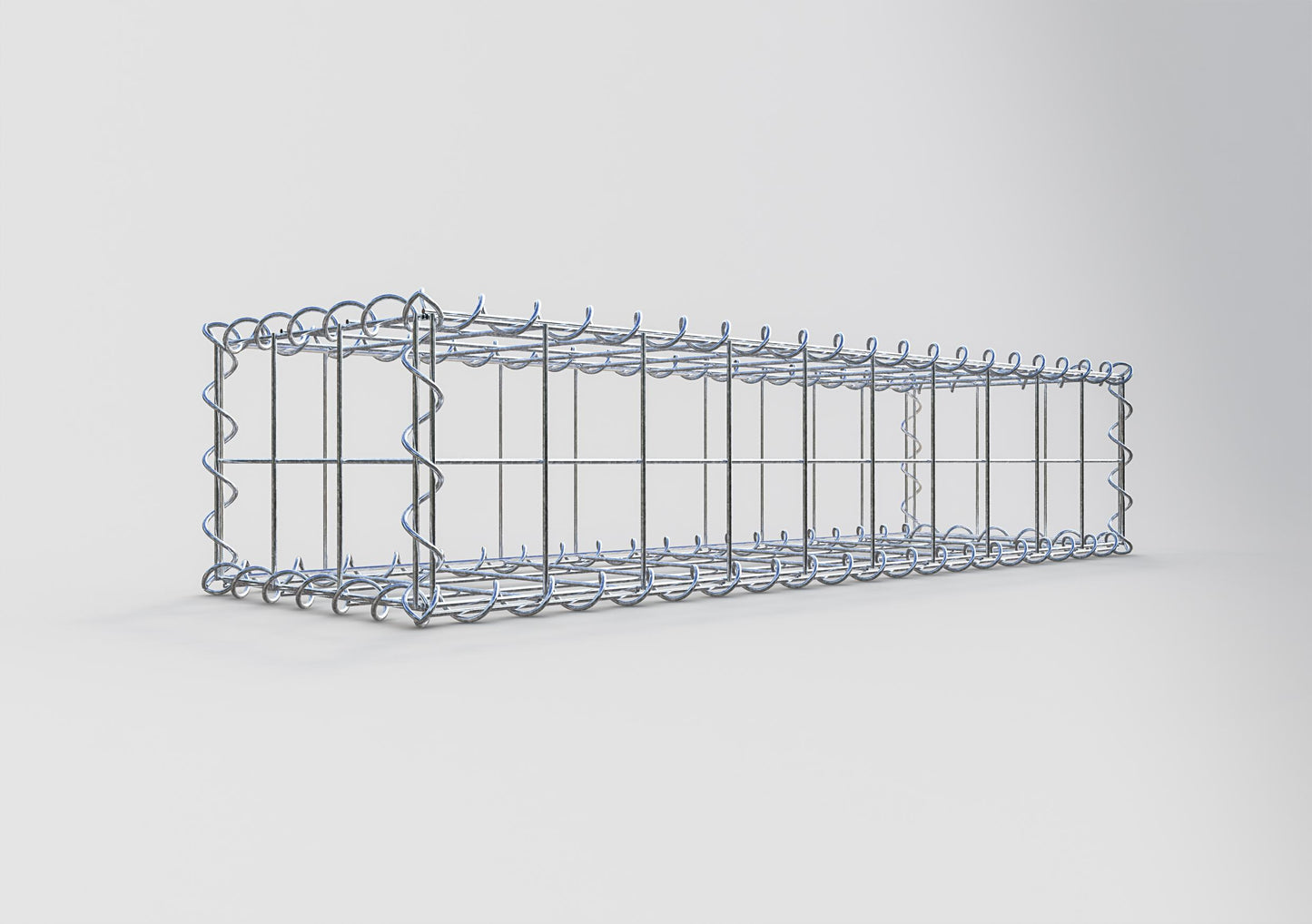 Gavión 100 cm x 20 cm x 30 cm (largo x alto x fondo), malla 10 cm x 10 cm, en espiral