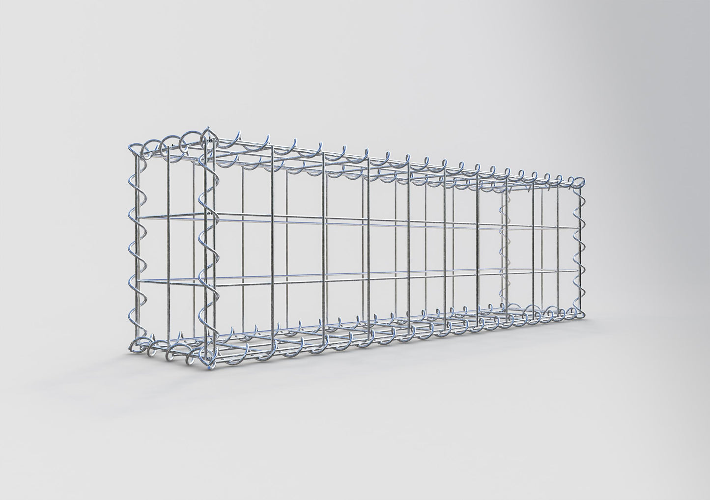 Gavión 100 cm x 30 cm x 20 cm (largo x alto x profundidad), tamaño de malla 10 cm x 10 cm, espiral