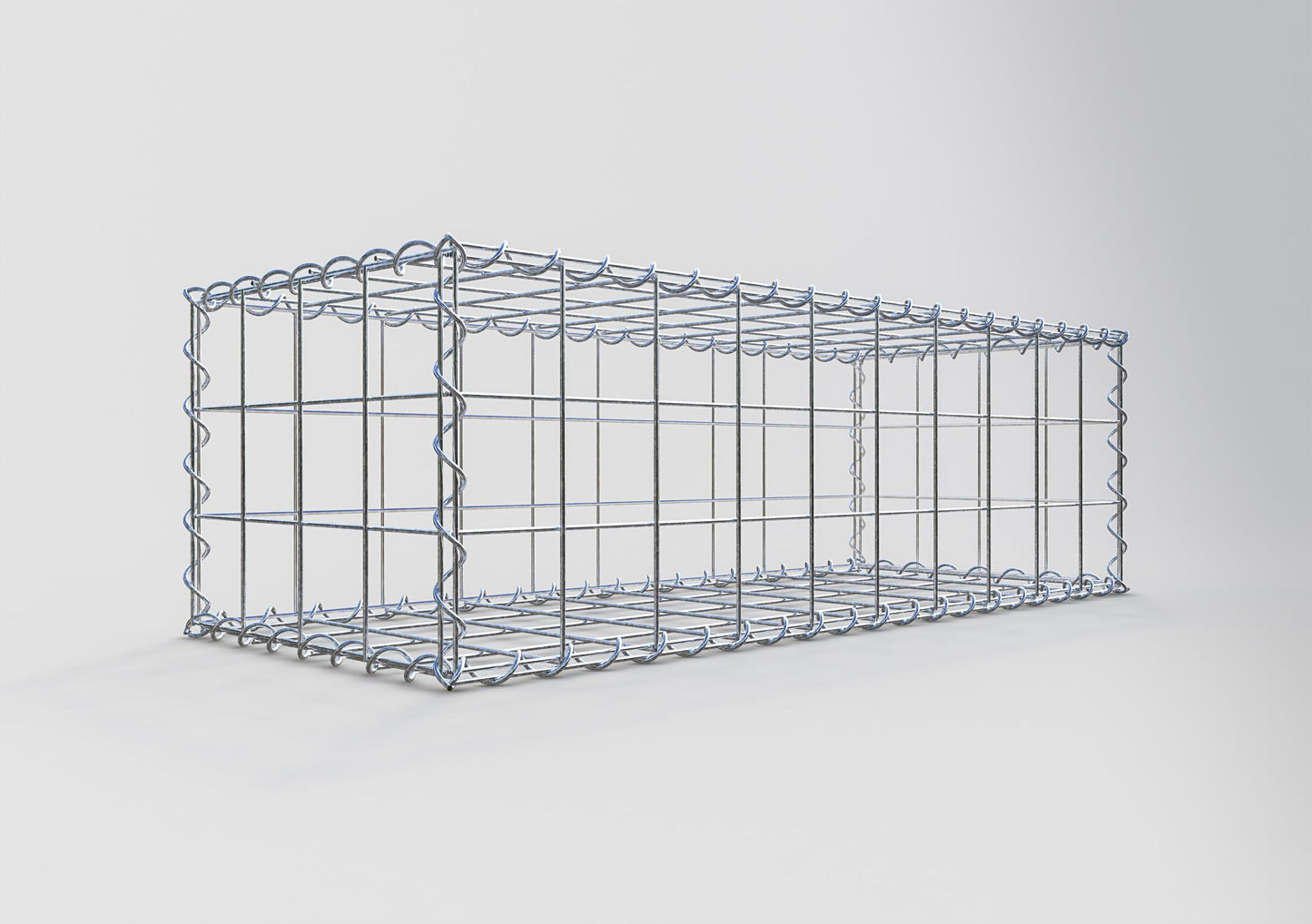 Schanskorf 100 cm x 30 cm x 40 cm (L x H x D), maaswijdte 10 cm x 10 cm, spiraalvormig