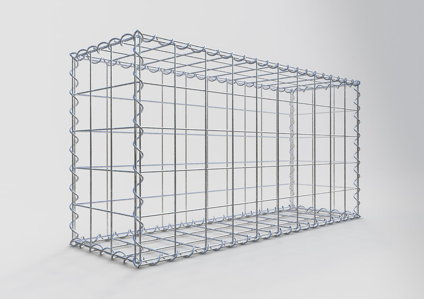 Gabião 100 cm x 50 cm x 30 cm (C x A x P), malhagem 10 cm x 10 cm, espiral