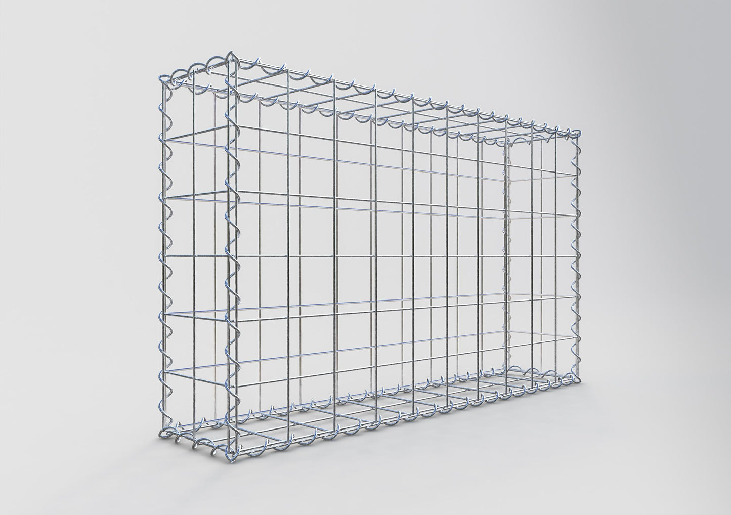 Gabião 100 cm x 60 cm x 20 cm (C x A x P), malhagem 10 cm x 10 cm, espiral