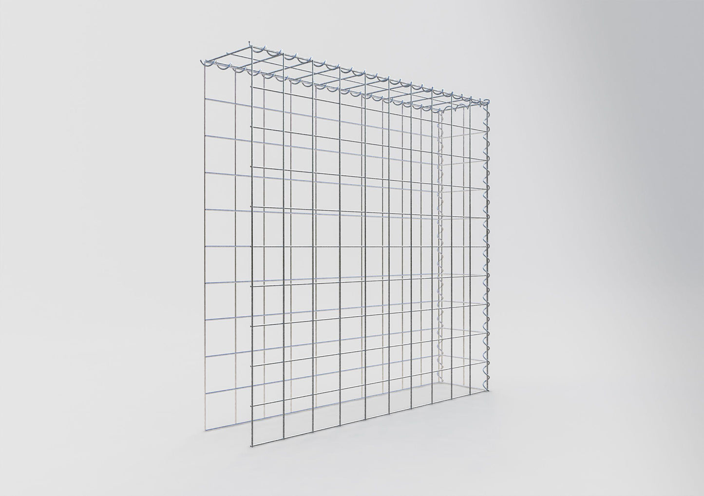 Gabião tipo 4 100 cm x 100 cm x 20 cm (C x A x P), malhagem 10 cm x 10 cm, espiral