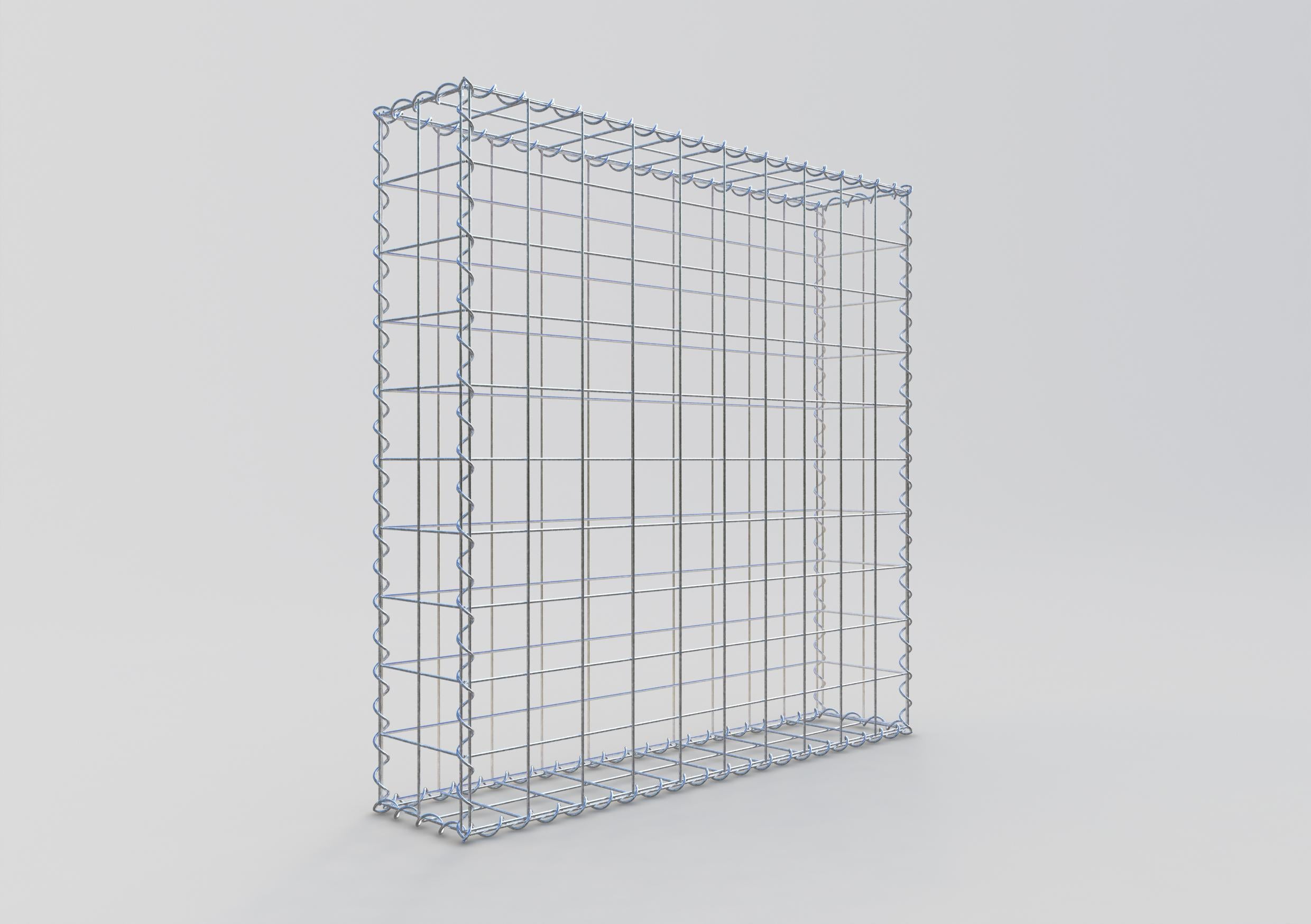 Schanskorf 100 cm x 100 cm x 20 cm (L x H x D), maaswijdte 10 cm x 10 cm, spiraalvormig