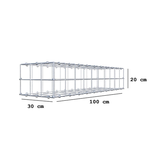Gabione 100 cm x 20 cm x 30 cm (L x H x T), Maschenweite 10 x 10 cm, Spiralring