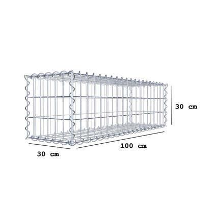 Gabion 100 cm x 30 cm x 30 cm (L x H x D), maskestørrelse 5 cm x 10 cm, spiral