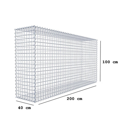Gabion 200 cm x 100 cm x 40 cm (L x H x D), mesh size 5 cm x 5 cm, spiral