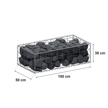 Gabion 100 cm x 30 cm x 50 cm (L x H x D), maskestørrelse 10 cm x 10 cm, spiral