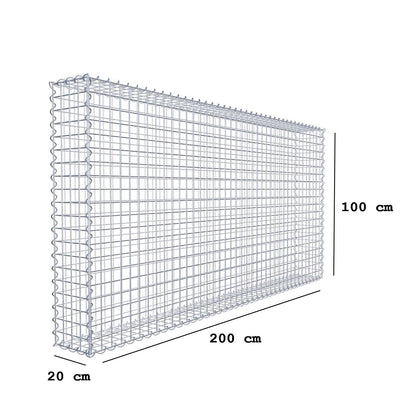 Gabbione 200 cm x 100 cm x 20 cm (L x H x P), maglia 5 cm x 5 cm, spirale