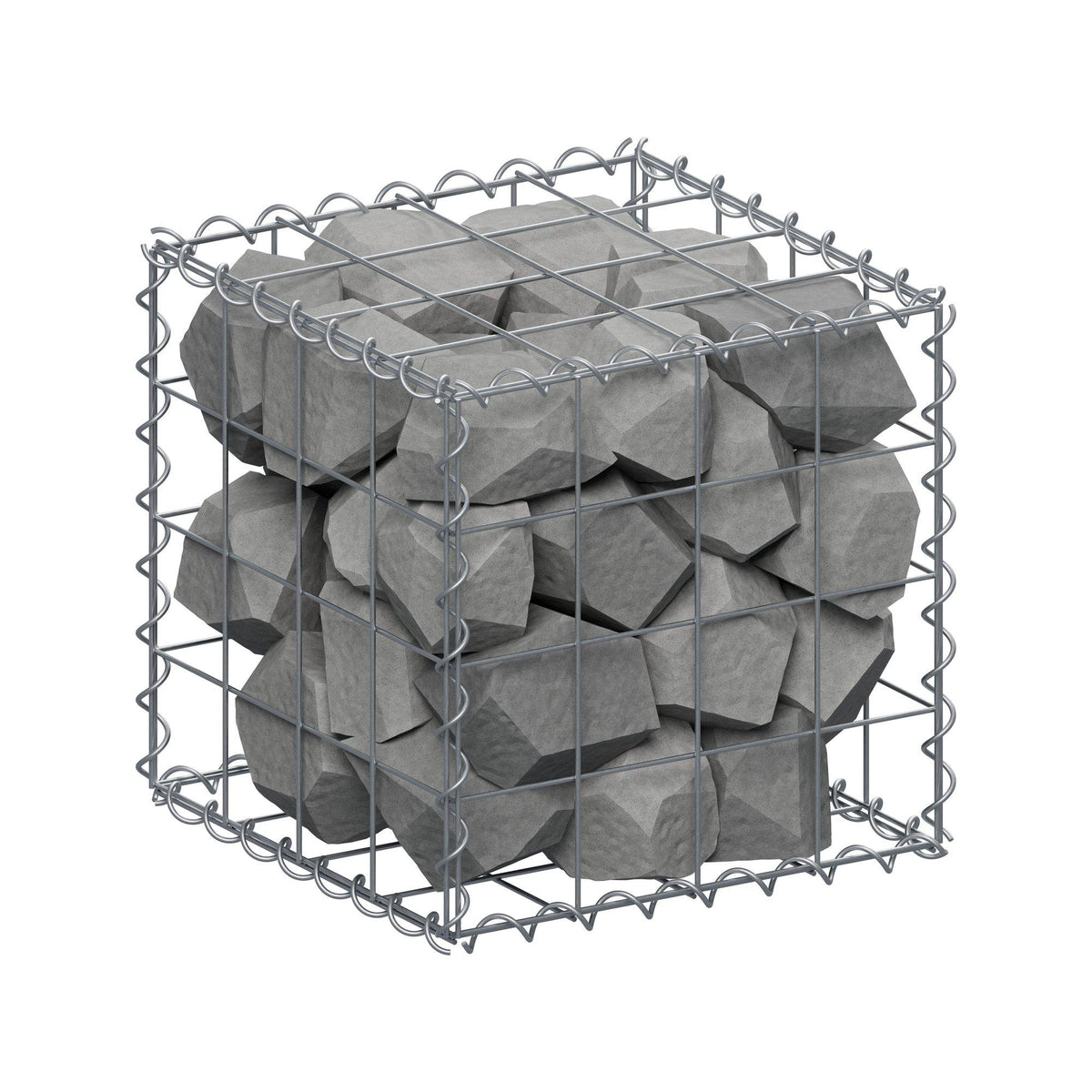 Gabion 40 cm x 40 cm x 40 cm (L x H x D), maskstorlek 10 cm x 10 cm, spiral