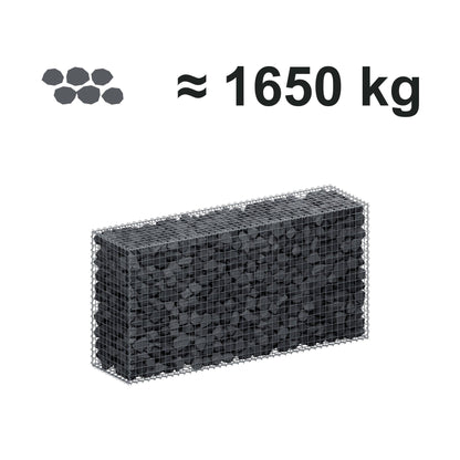 Gabion 200 cm x 100 cm x 50 cm (L x H x D), mesh size 5 cm x 5 cm, spiral