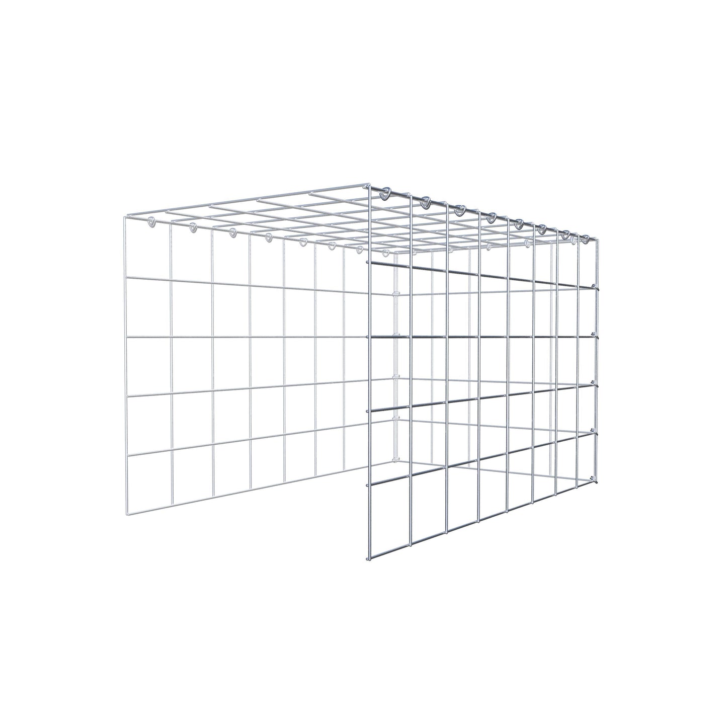 Mounted gabion type 4 80 cm x 50 cm x 50 cm (L x H x D), mesh size 10 cm x 10 cm, C-ring
