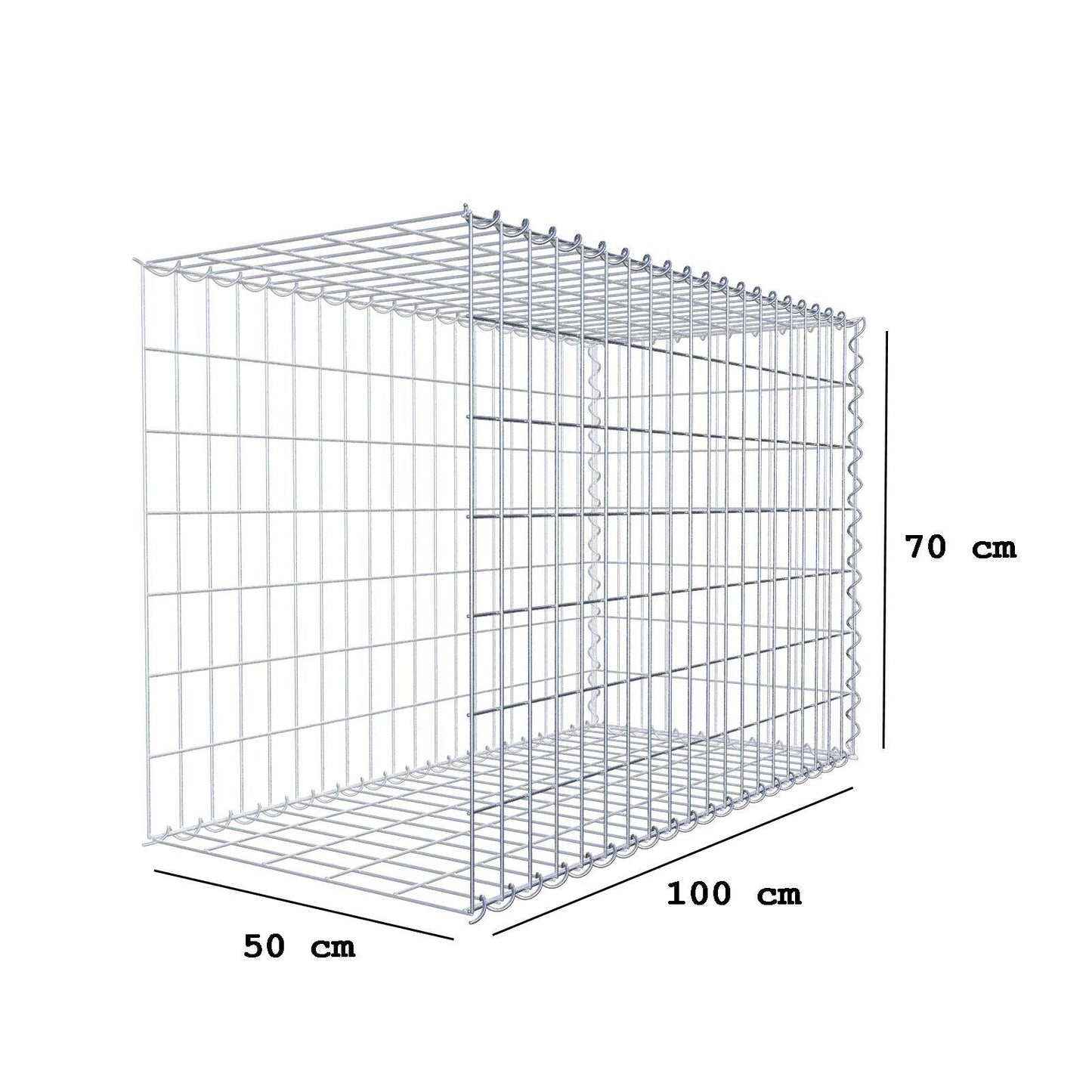 Opvokset gabion type 2 100 cm x 70 cm x 50 cm (L x H x D), maskestørrelse 5 cm x 10 cm, spiral