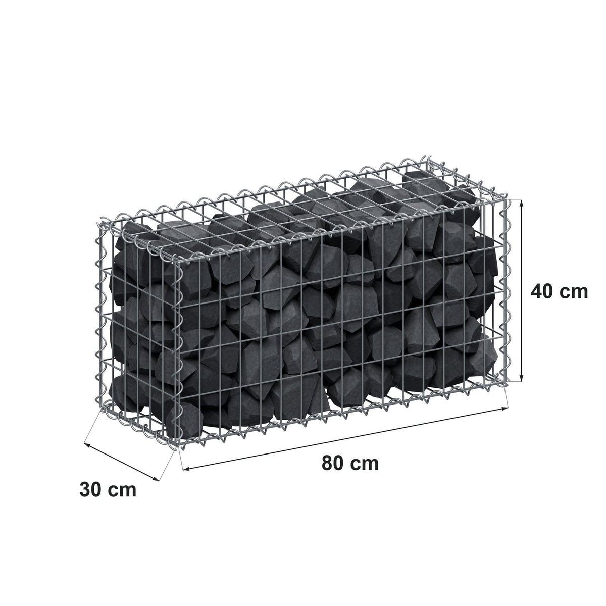Gabion 80 cm x 40 cm x 30 cm (L x H x D), mesh size 5 cm x 10 cm, spiral