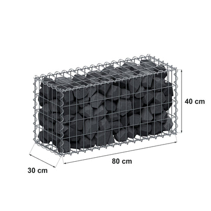 Gabion 80 cm x 40 cm x 30 cm (L x H x D), mesh size 5 cm x 10 cm, spiral