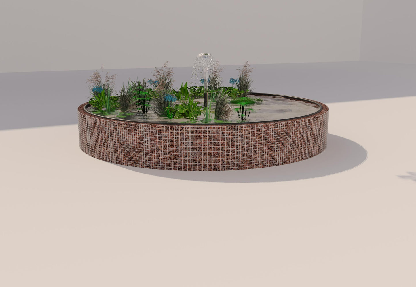 Gabion-dam, rund, ydre diameter 292 cm, højde 80 cm, maskestørrelse 5 x 5 cm, vægtykkelse 15 cm