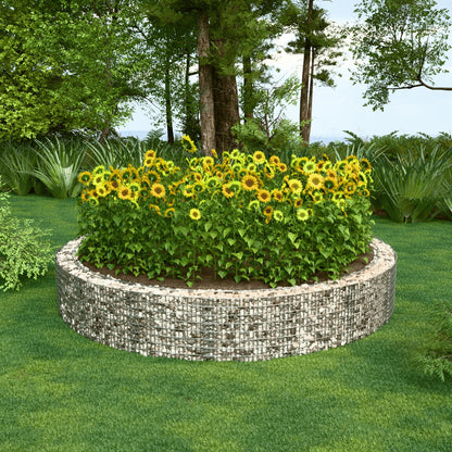 Lit surélevé rond, diamètre extérieur 502 cm, hauteur 50 cm, mailles 5 x 10 cm, épaisseur des parois 15 cm