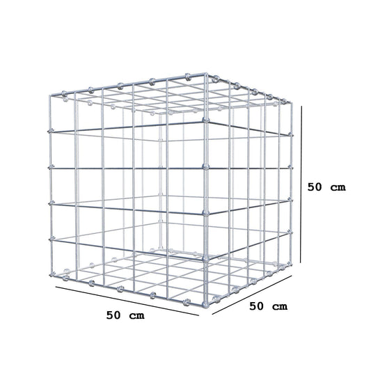 Gabione 50 cm x 50 cm x 50 cm (L x H x T), Maschenweite 10 x 10 cm, Spiralring