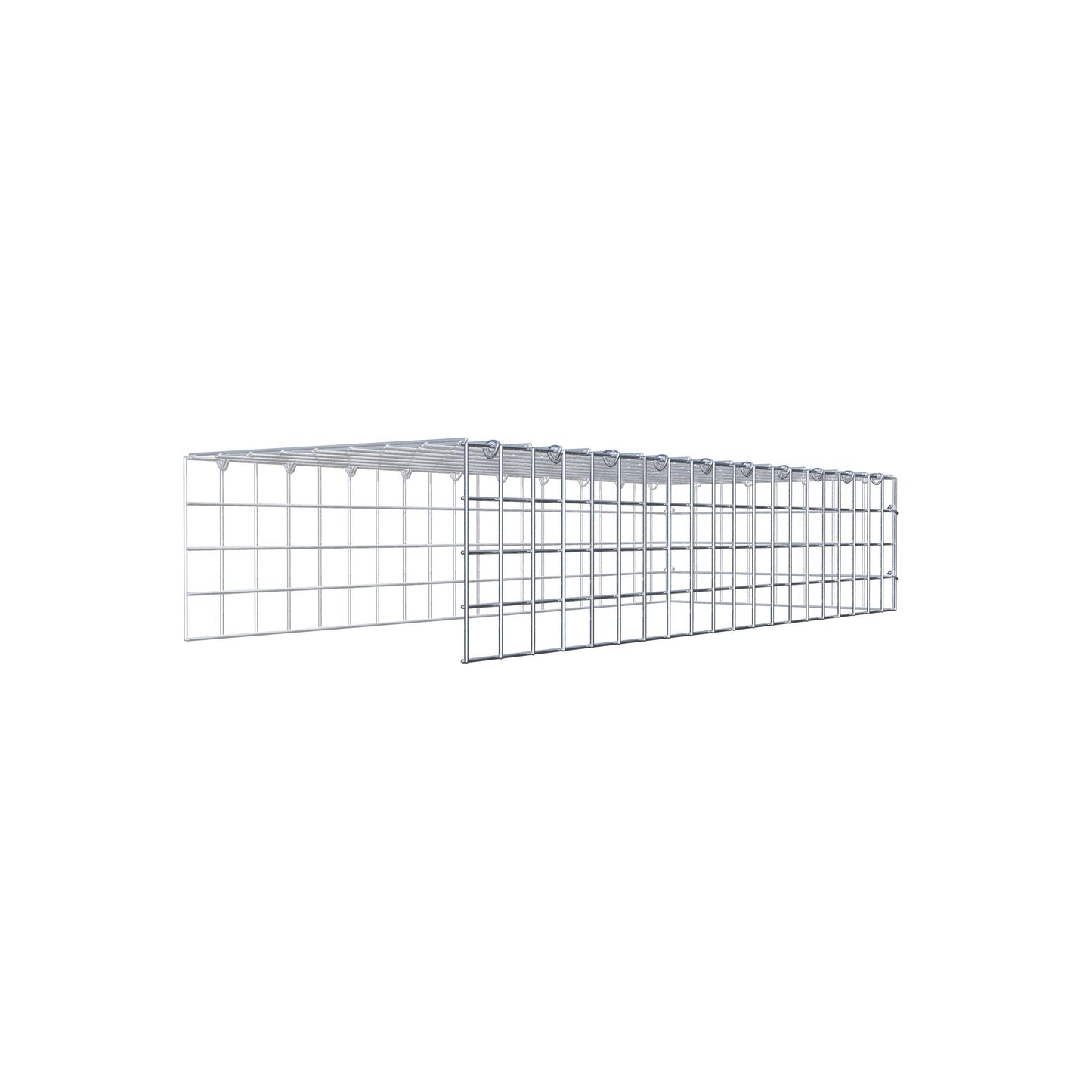 Typ 4 påbyggnadsgabion 100 cm x 20 cm x 40 cm (L x H x D), maskstorlek 5 cm x 5 cm, C-ring