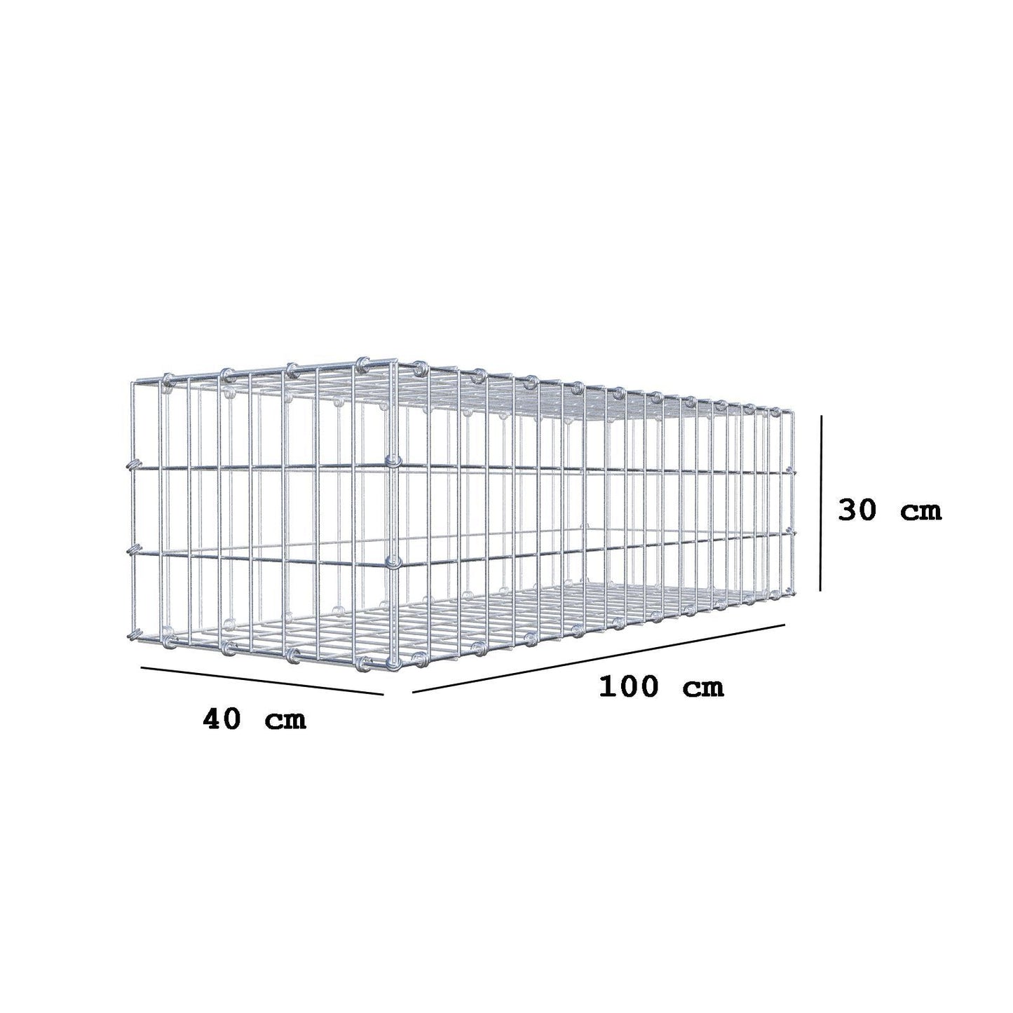 Gabbione 100 cm x 30 cm x 40 cm (L x H x P), maglia 5 x 10 cm, anello a spirale