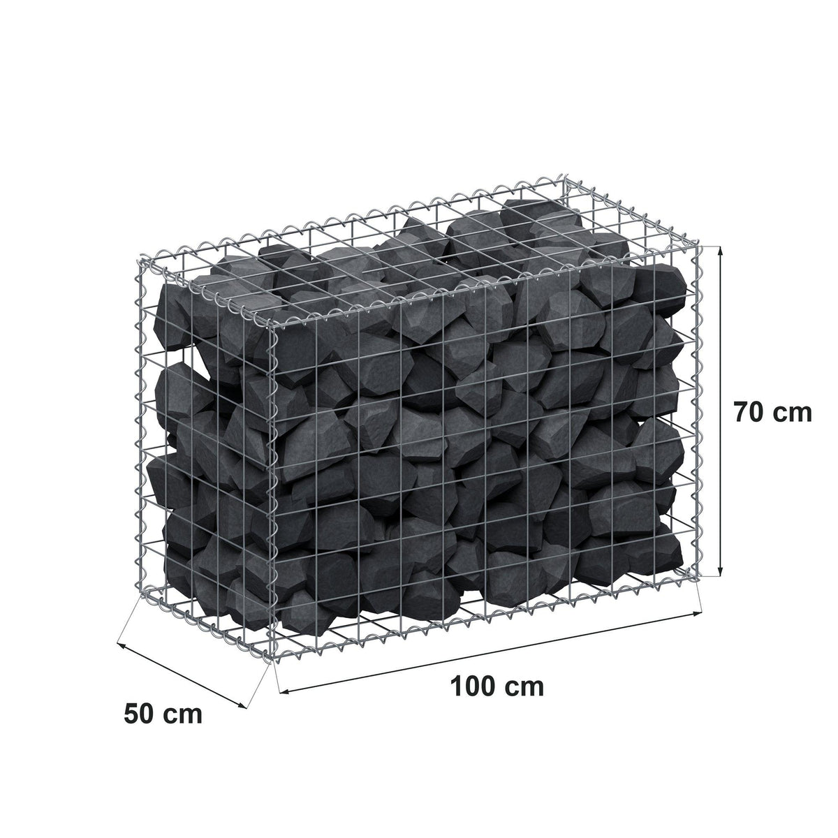 Gabbione 100 cm x 70 cm x 50 cm (L x H x P), maglia 10 cm x 10 cm, spirale